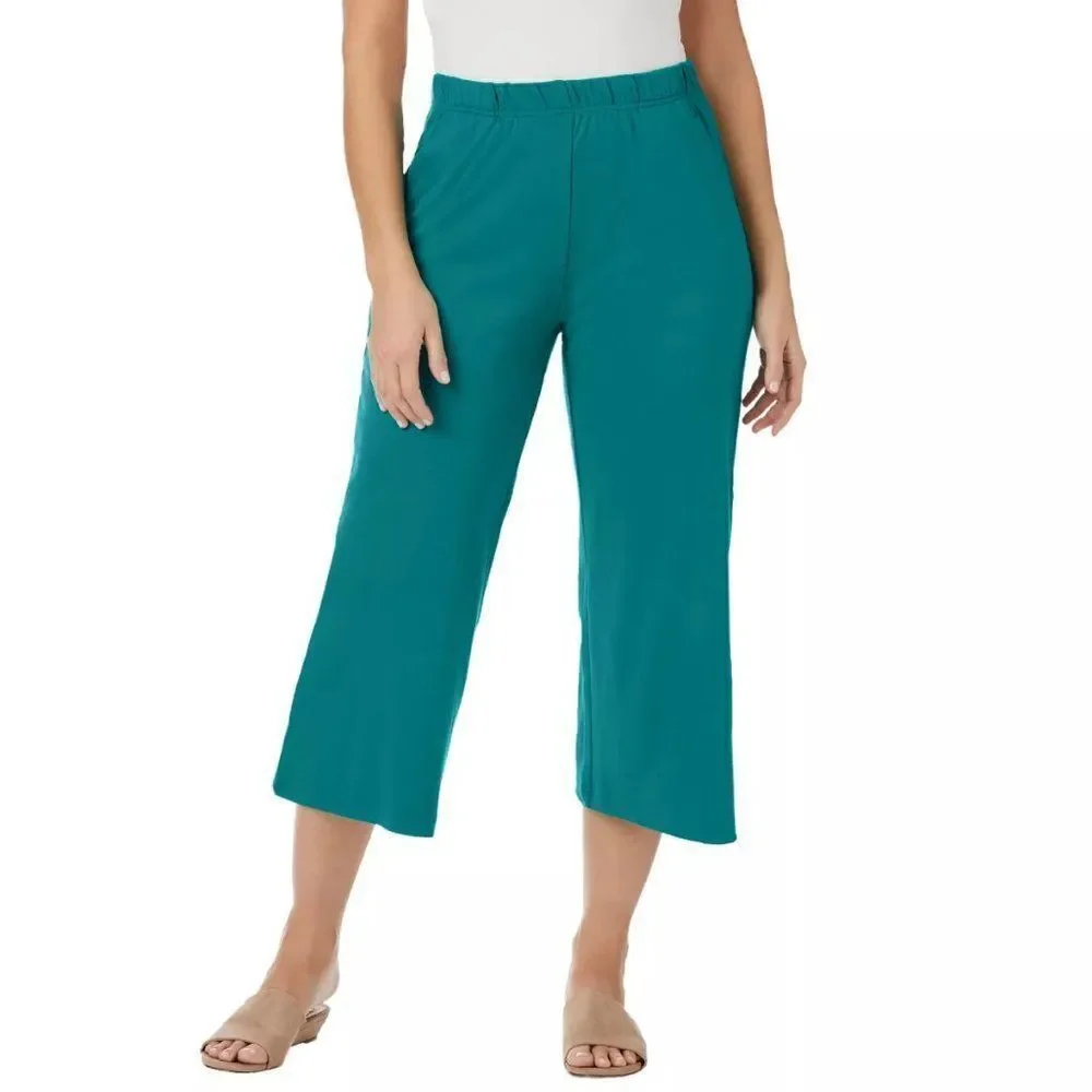 Jessica London Women's Tropical Teal Soft Ease Capri Pants Size 30/32